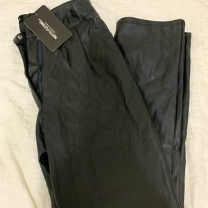 Black faux leather pants